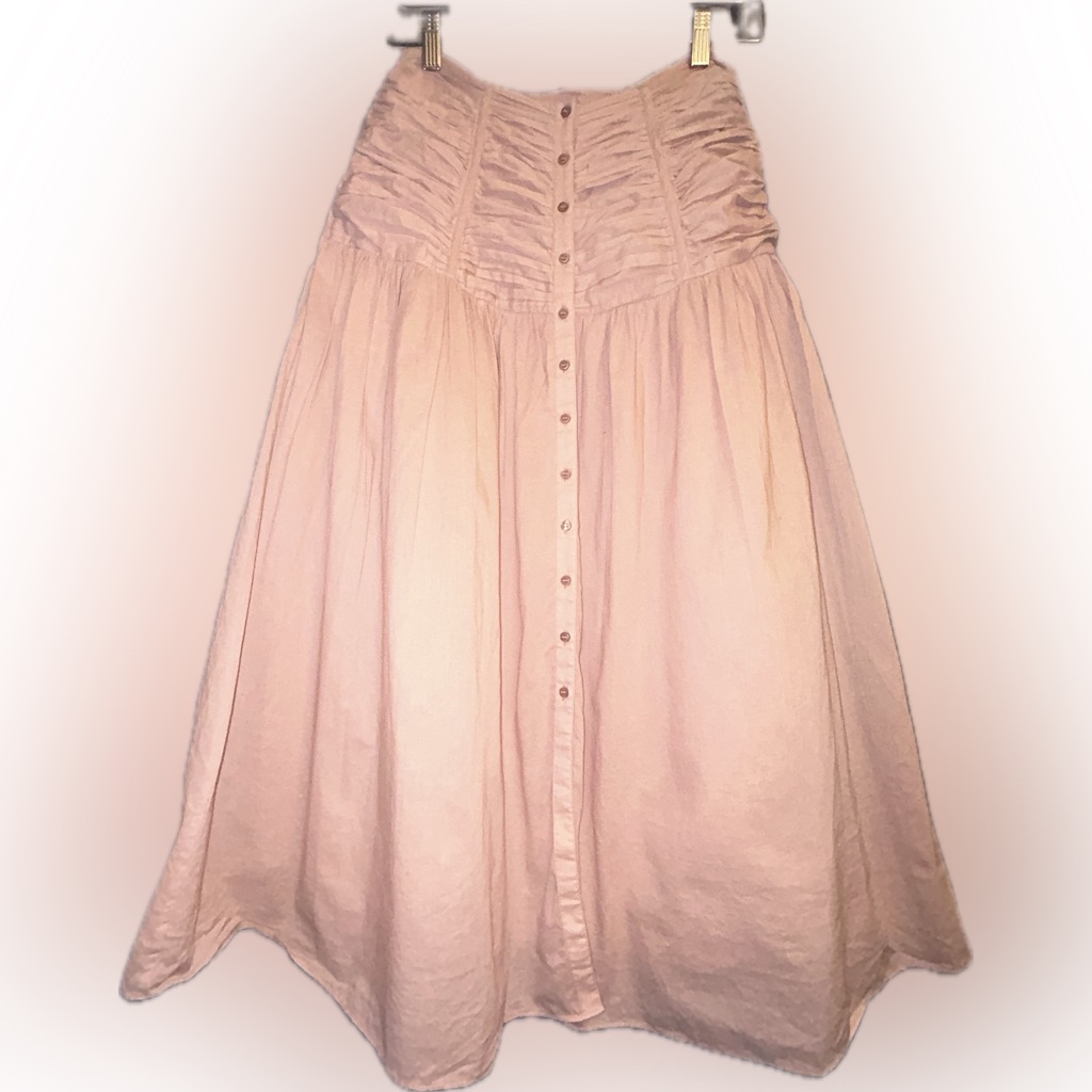 50%Offw Joie Ruched Button Midi Skirt Beige Lined No Fabric Tag Rare Skirt